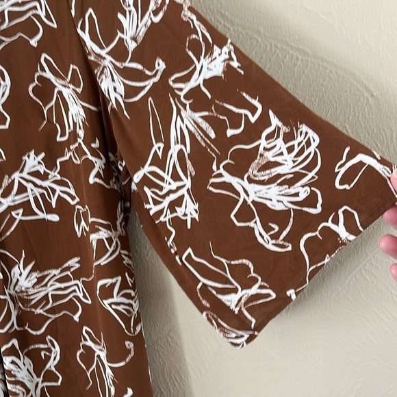 Prescott New York Pleaded V-neck Dress Flowing Fabric Wide 3/4 Sleeves Size 1X - Picture 4 of 16